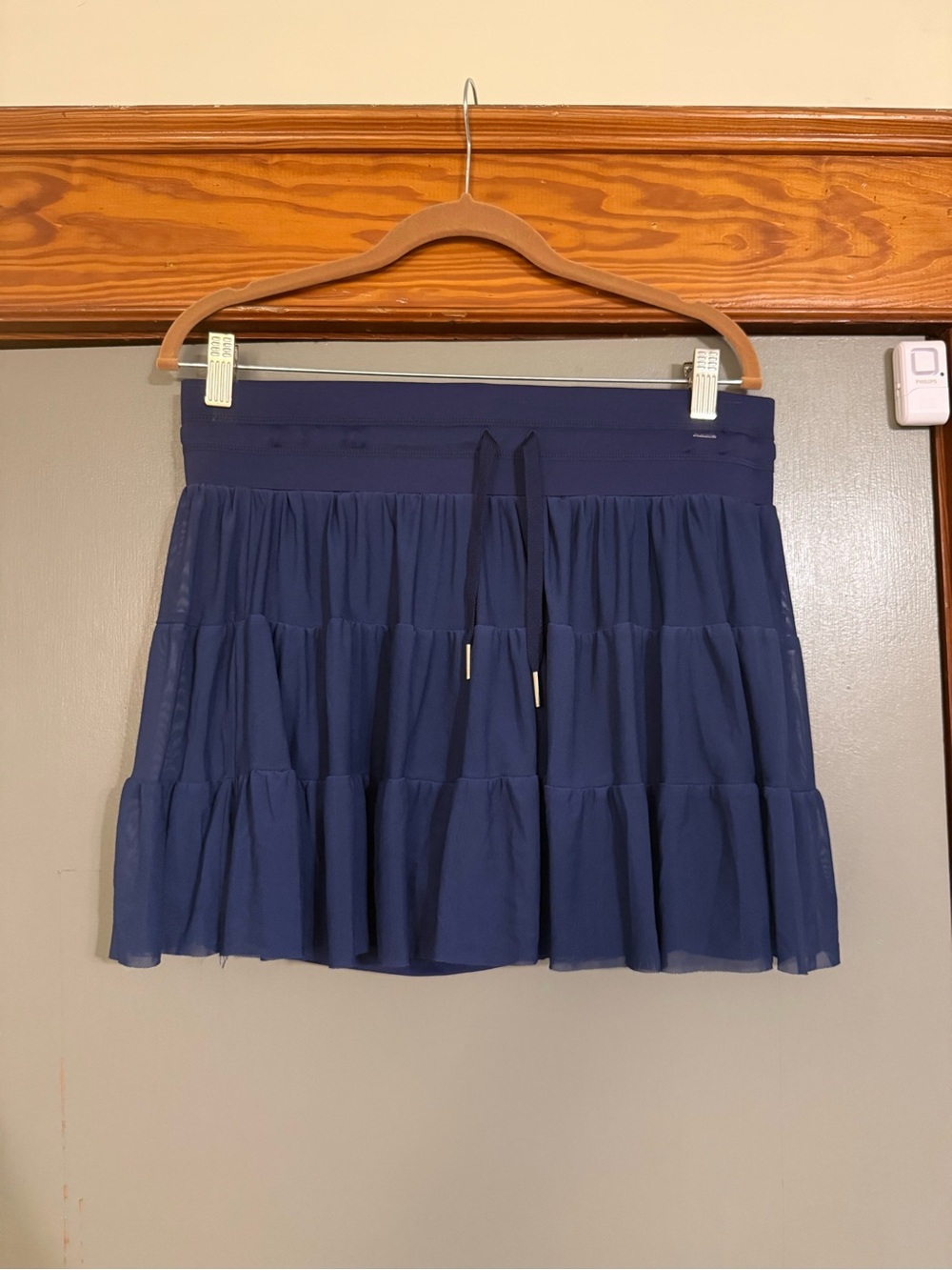 Navy chiffon active skort with drawstring waist